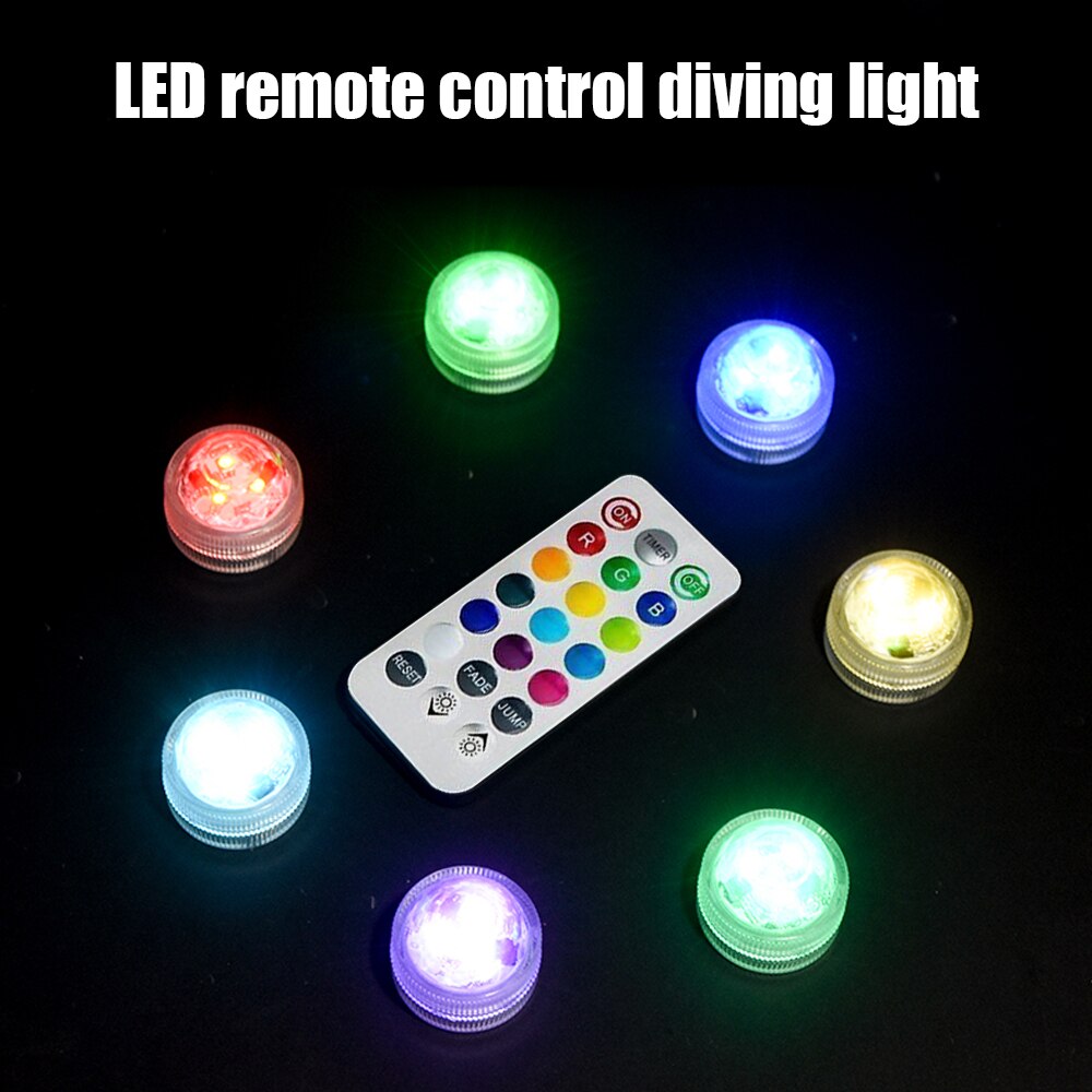 10Pcs Led Licht Afstandsbediening Duiken Licht Aquarium Licht Bad Licht Landschap Licht Vaas Licht Waterdicht Party Bekentenis