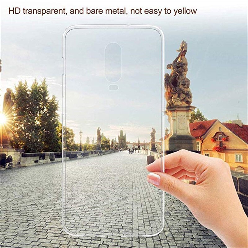 Originalt gennemsigtigt tpu til oneplus 6 / 6t cover cover ultratyndt blødt silikone kant beskyttende et plus 6 bagcover telefon cover