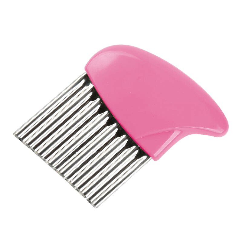 Wavy French Fries Cutter Stainless Steel Potato Slicer Vegetable Chopper Veggie Slicer Durable Kitchen Gadgets Cutter: Pink