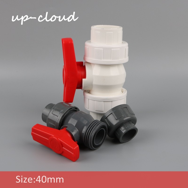 1pc 40mm til40mm pvc kuleventil fagforening skjøt glidestenge ventil 1 1/4 " pvc rørfittings rørlegger adapter tilbehør vannrør fagforening