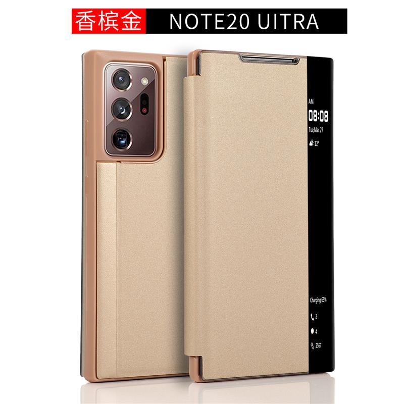 Smart View Flip Cover Fundas Samsung Galaxy Note 20 Ultra 5G Case Lederen Tpu Shockproof Case Voor Samsung Note 20 Ultra Cover: Note 20 / Goud