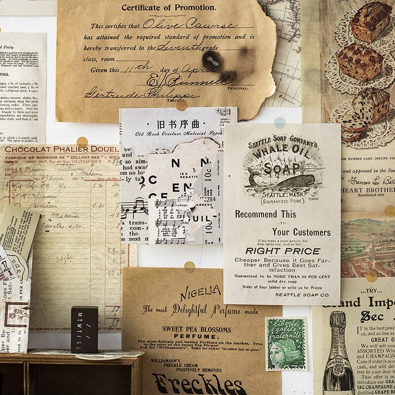 33 kpl vintage vanhat kirjaimet laskumateriaali paperi taustapaperi koristeellinen tarra scrapbooking päiväkirja albumi etiketti suunnittelija