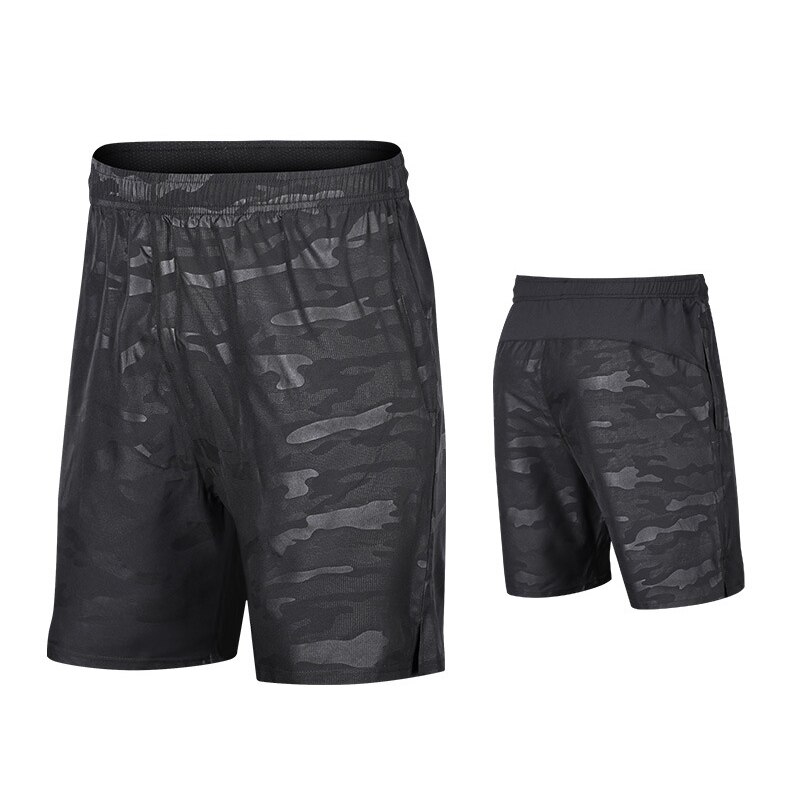 Kamouflage ventilerande herrsportshorts löparshorts fitnessträning snabbtorkande elastiskt band dragkedja ficka sommarshorts: Xl