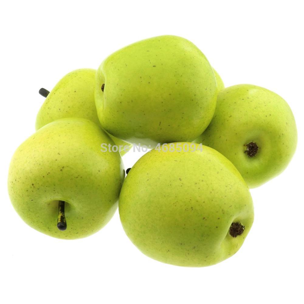Gresorth 6 Pcs Kunstmatige Groene Apple Decoratie Nep Fruit Thuis Party Decoratieve Voedsel Speelgoed Model