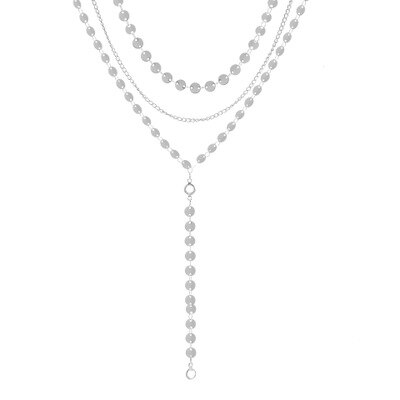 Abdoabdo Collier Gelaagde Kettingen Kettingen Vrouwen Zilver Kleur Bohemen Rvs Kettingen Sieraden Lady Collares: Silver3