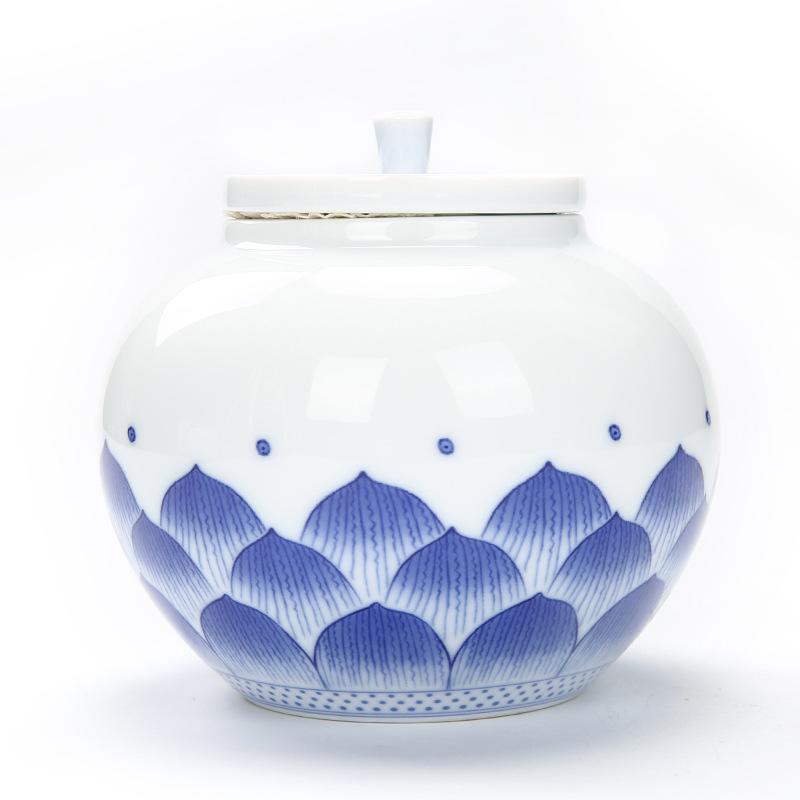 Ceramic Tea Caddies Tea Culture Blue And White Porcelain Storage Bottle Jar Tea Box Candy Salt Seasoning Snack Storage Container