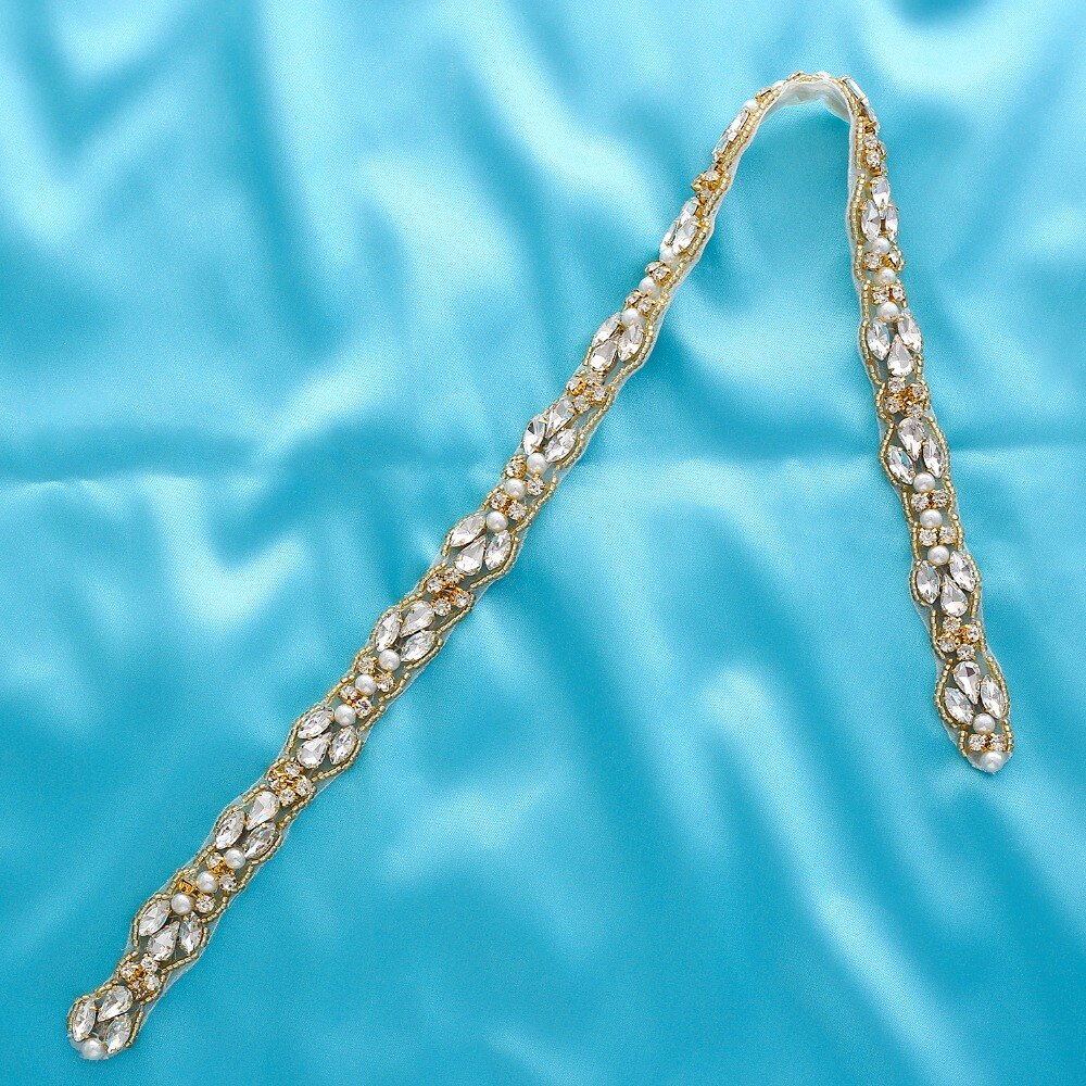 Sesthfar Strass Bruids Riem Goud Crystal Bridal Sash Diamanten Bruiloft Riem Voor Vrouwen Avondjurk