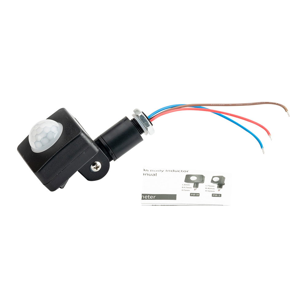 Mini Infrared Motion Sensor LED Flood light PIR Motion Sensor Detector waterproof Outdoor 85-265V IP65 Motion Sensor Adjustable: black