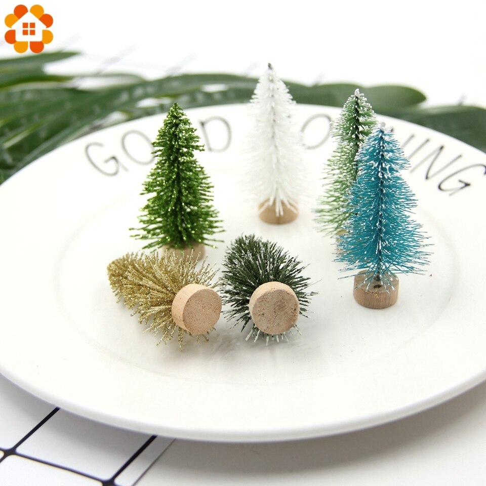 10 stks/partij 6 CM Kerst Bomen Kleine Pine Bomen Mini Bomen Geplaatst In De Desktop Thuis Kerst Decoratie Kinderen levert