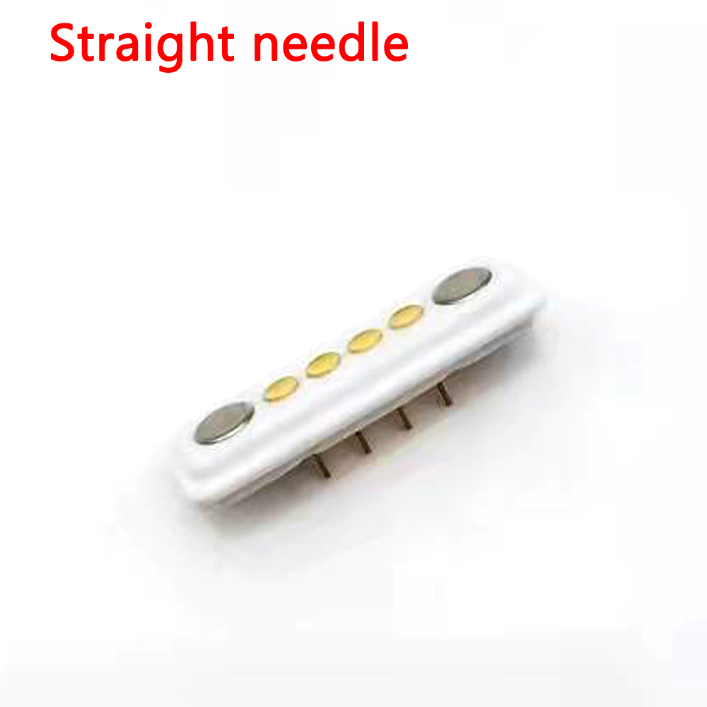 1sets Spring Loaded Magnetic Pogo Pin 4 Pins 2.54 MM Pitch Vertical Curved needle Row Through Holes Solder Female Probe Contact: female Straight