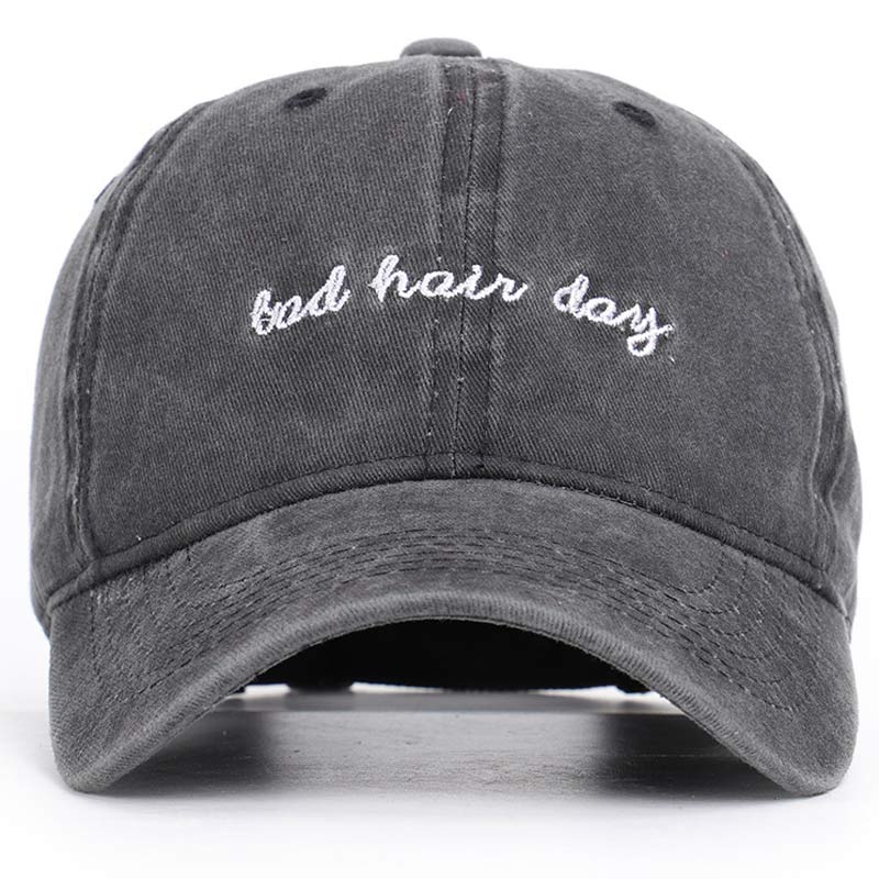 Kvinner menn broderi 6 panel bokstaver baseball lokk vasket årgang bomull langt lue rosa marine mørk grå