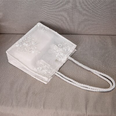 Stijlvolle champagnekleurige kanten tassen feesttassen bruiloft ivoor dames handtassen schoudertassen dames: Mini wit