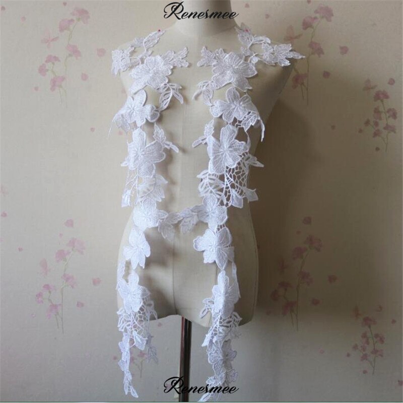 1 spejlpar hvid sort broderet blonder applikeret sykrave til brudekjole diy kostume show 67.5 x 25m sx640
