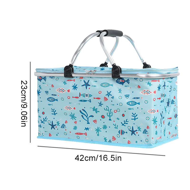 Folding Picnic Camping Lunch Bags Insulated Cooler Bag Cool Hamper Storage Basket Bag Box Outdoor Portable Picnic Basket: e