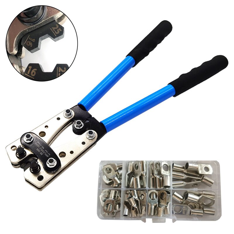 HX-50B Cable Lug Crimping Tool for Heavy Duty Wire Lugs,Battery Terminal,Copper Lugs AWG 8-1/0 with 60pcs Copper Ring Terminals