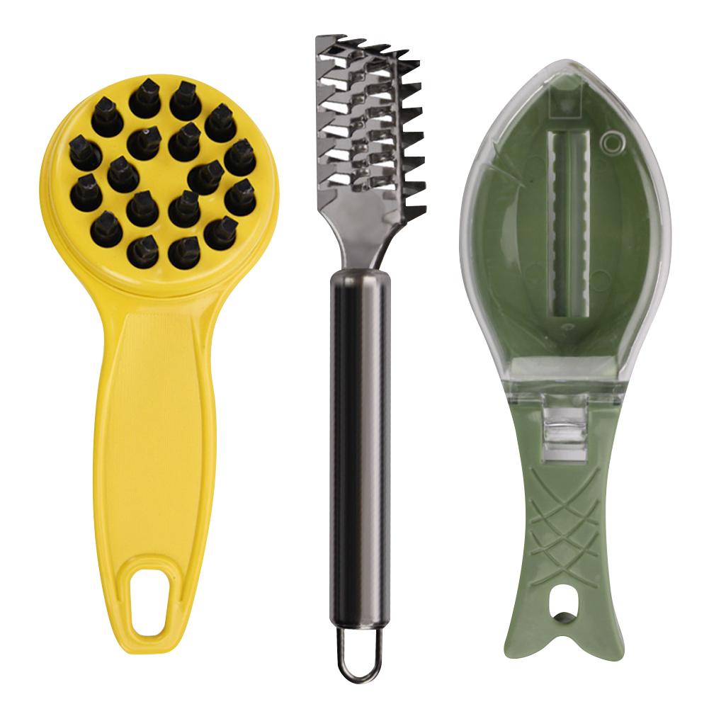 3pcs Stainless Steel Fish Scale Planer Plastic Scraping Scale Tool Scraper Three - Piece Set