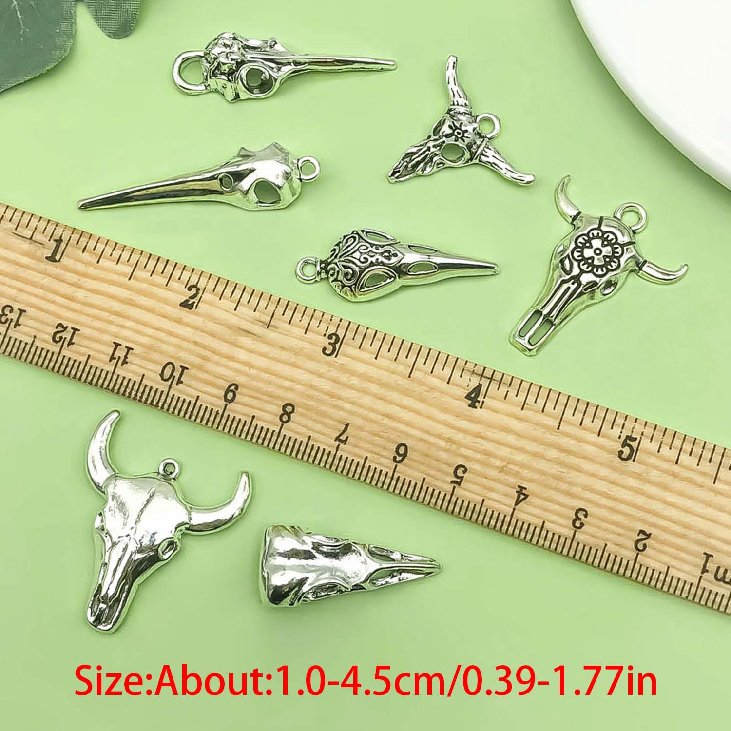 10 Stuks Retro Schedel Vogel Hoofd, Bull Head Charmes Legering Halloween Decoratie Hangers Voor Diy Sieraden Maken Accessoires