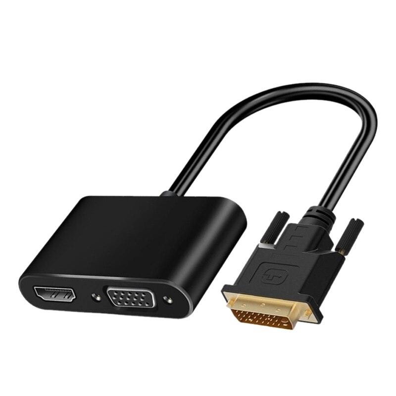 Dvi til hdmi+vga adapter 2 i 1 dvi omformer 1080p hd adapter egnet til tv, projektor, skjerm: misligholde tittel