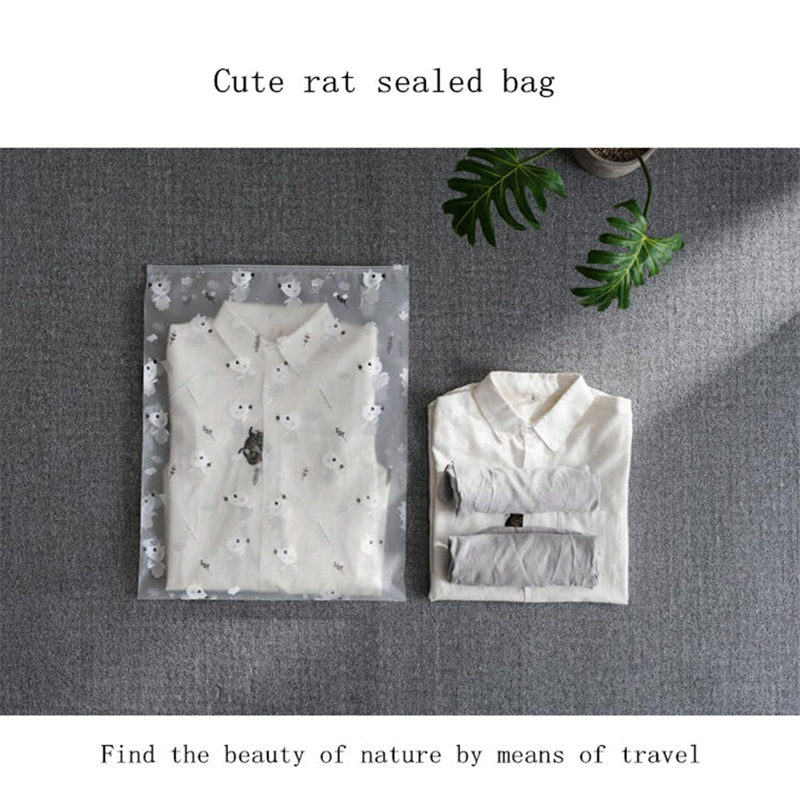 Translucent Scrub Storage Bag Cartoon Printing Sorting Clothes Underwear Organizer Travel Portable Toiletries Makeup Storage Bag