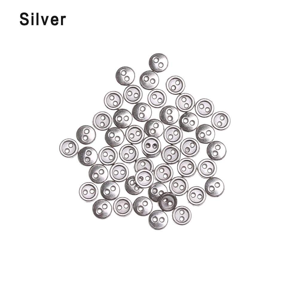 50pcs 3mm 4mm 5mm 6mm 7mm 8mm Mini buttons metal mixed color round bread buttons doll buttons for diy sewing blyth doll clothing: Sliver / M 4MM