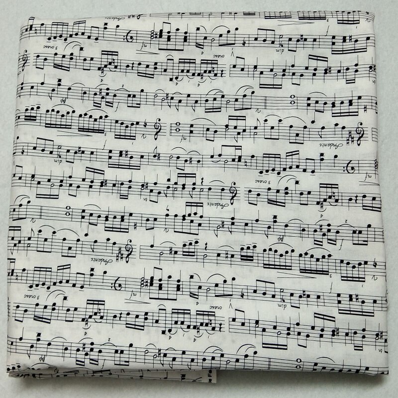 100%  almindeligt bomuldsstof viaphil musik personale trykte musikalsk notation stof patchwork klud kjole boligindretning: Design 1
