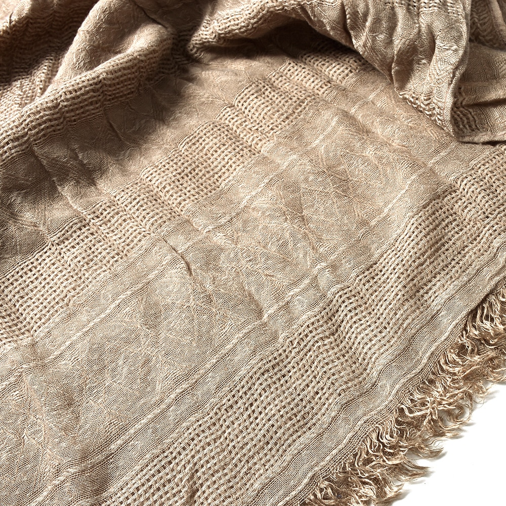 Men's Fashion Cotton Long Scarf - Distressed Striped In Peach/Beige/Black By D&Y