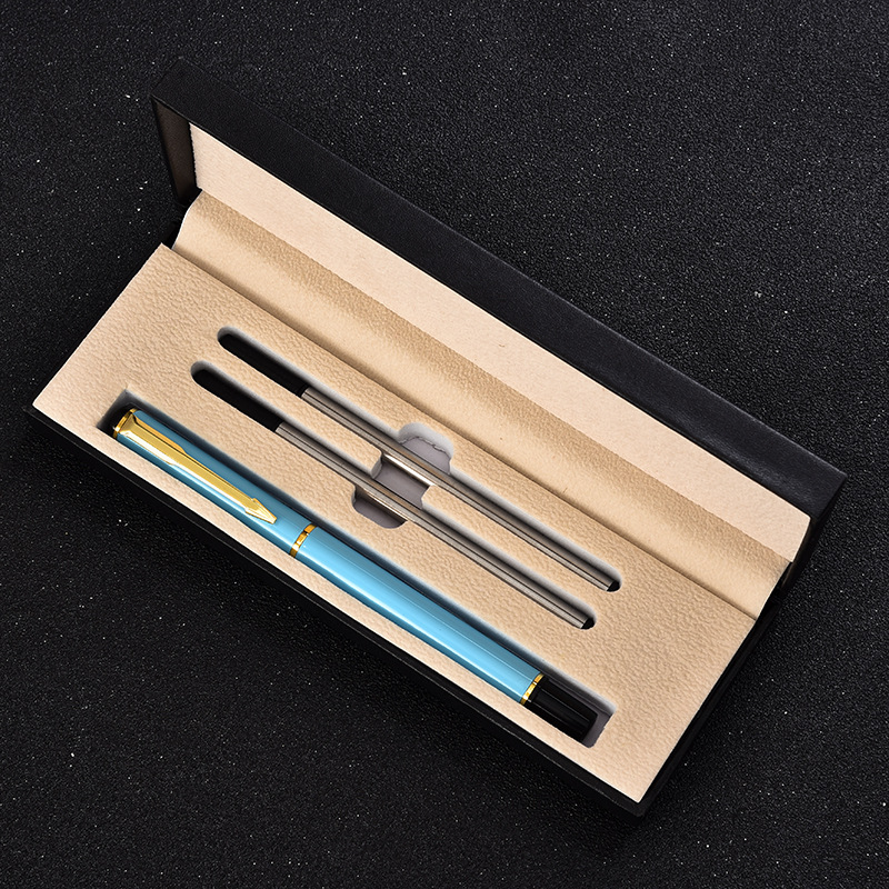 Caixa de presente embalagem luxo metal canetas esferográficas escola negócios escritório assinatura rolo caneta escrita estudante artigos de papelaria suprimentos: laranja