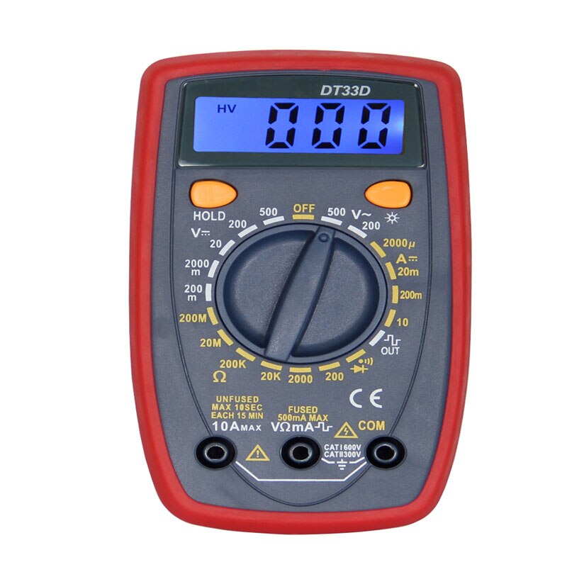 DT33D Multimeter AC DC Voltage LCD Digital Multimeter Resistance Meter Diode Tester