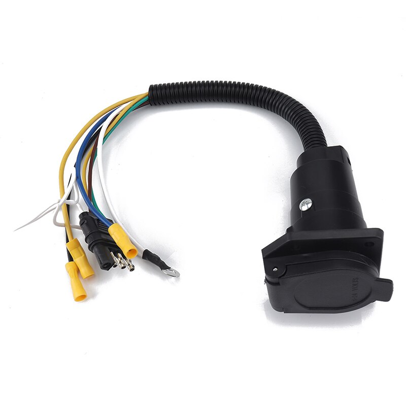 4-Way Flat to 7 Way Round Hole Trailer Plug Wiring Adapter Connector Socket Trailer Hitch Plug with Bracket Set