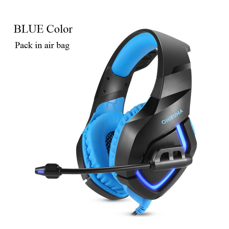 Onikuma K1 Gaming Headsets with Microphone LED Light Deep Bass Headphones Casque for PS4 Laptop PC Gamer: K1 BLUE