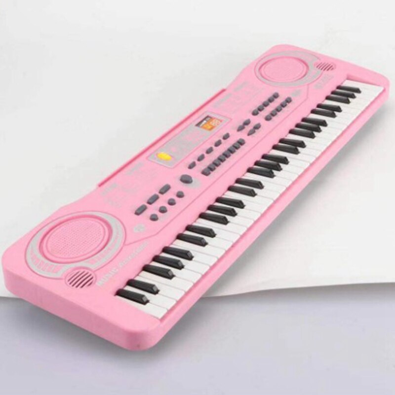 Electric Keyboard Piano for Kids-Portable 61 Key Electronic Musical Karaoke Keyboard, Microphone, Pink