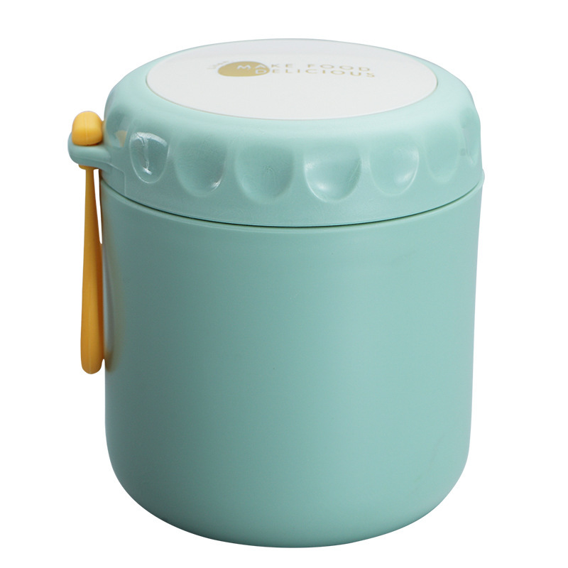 500ML Mini Thermos Soup Cup Lunch Box Stainless Steel Food Thermos Mug Container Microwave Oven Soup Cup Bento Box For Kids: C-Green