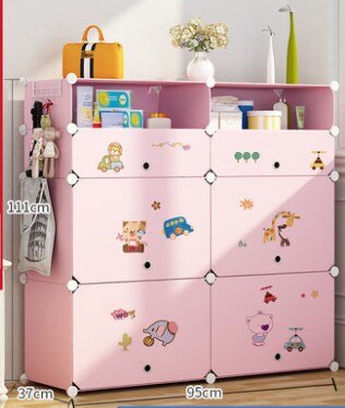 DIY Multi-layer Simple Children Wardrobe Girl Assembled Plastic Closet Cartoon Simple Modern Economic Baby Storage Cabinet