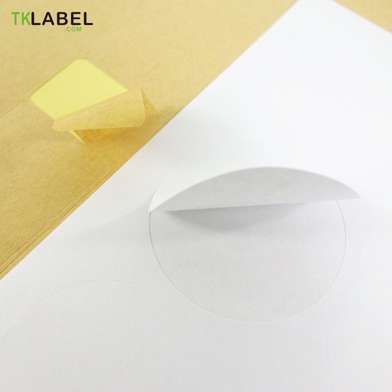 A4 Round White Glossy / Kraft Sticker Printing Label Blank Seal for Printers or Handwriting Diameter 2.5cm 3cm 4cm 6cm
