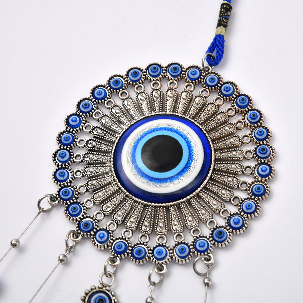 Sonnenblume Evil Eye Windspiele Glück Türkisch Blue Eye Perle Quaste Wind Glocke Wandbehang Dekor Amulett Schutz Auto Anhänger