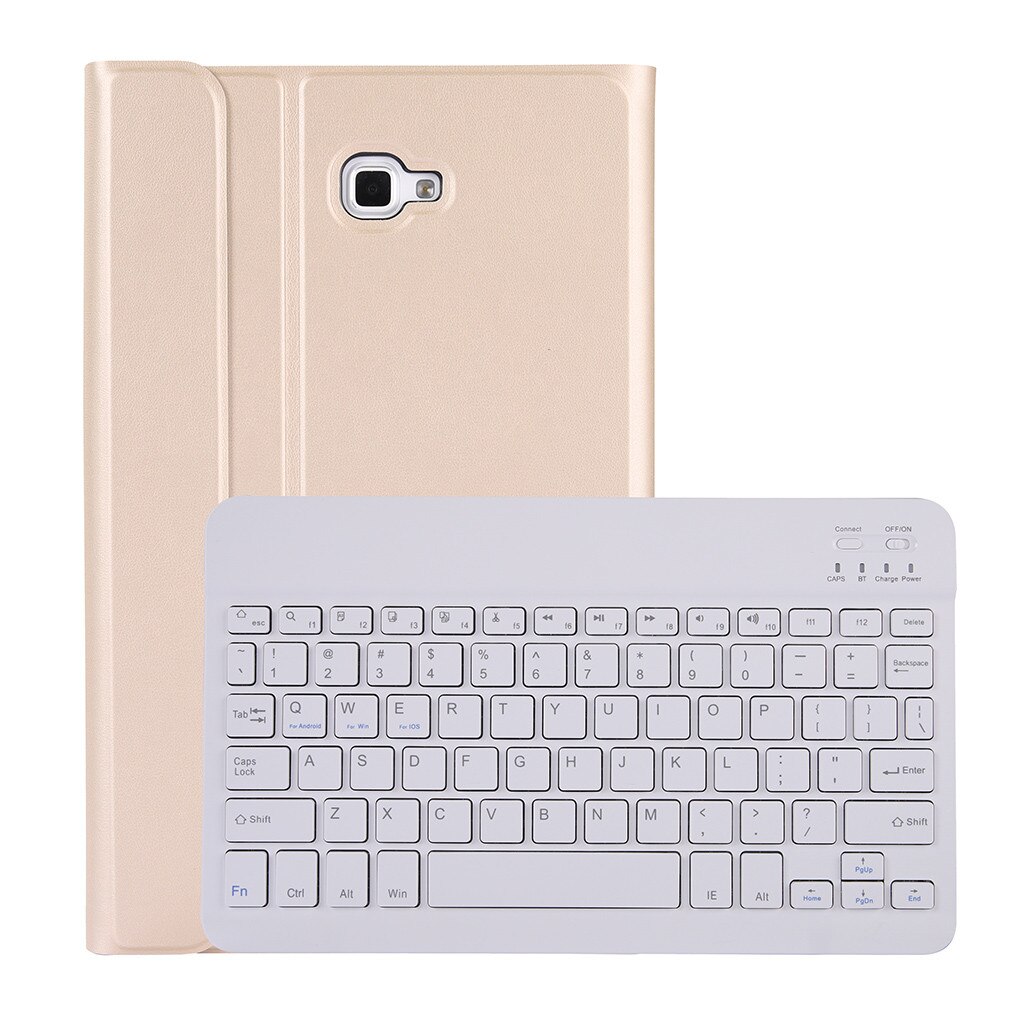 Teclado inalámbrico Bluetooth desmontable para Samsung Galaxy Tab A T580/T585 10,1, funda fina con soporte y teclado inalámbrico: White