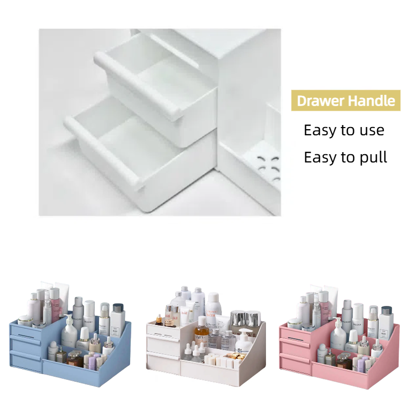 Organizador de maquillaje con cajones, almacenamiento organizador, tocador, almacenamiento en encimera del dormitorio para el cuidado de la piel, cosméticos, herramientas para cepillos de pestañas