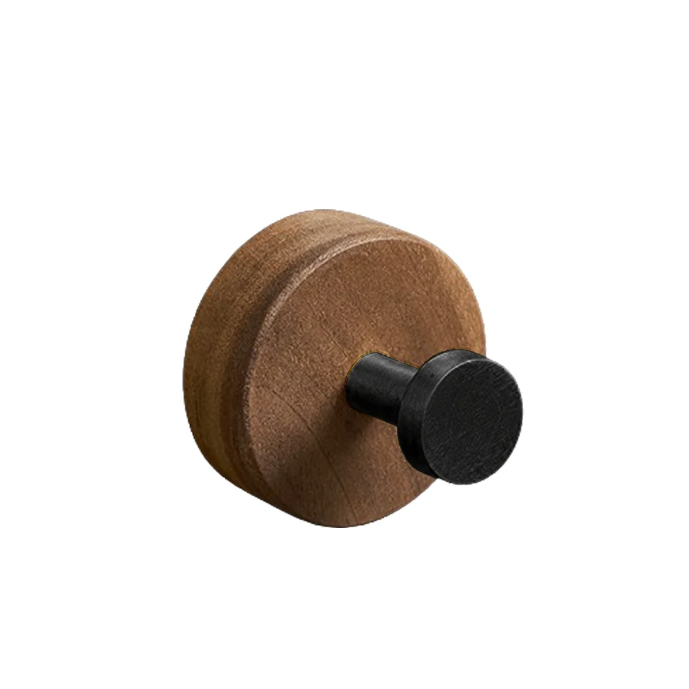 Wall Walnut Wood Hooks Self-adhesive Key Towel Hanger Rack Bathroom Robe Hangers Towel Coat Storage Holder Kitchen Hooks: Bronze