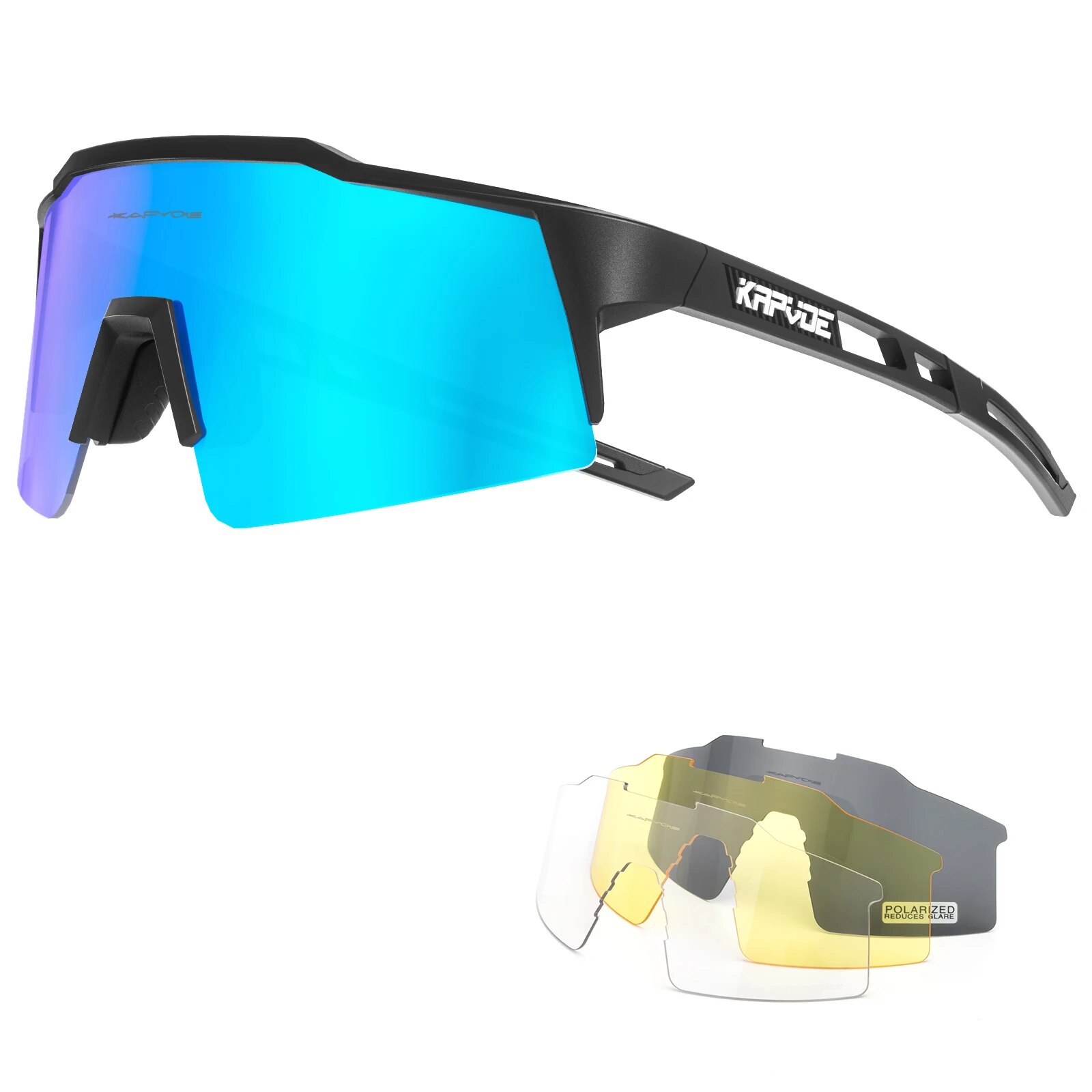 Kapvoe-Lunettes de soleil polarisées ultra légères pour le cyclisme, équipement de protection, VTT, vélo de route, sport, UV400: BLEU CIEL