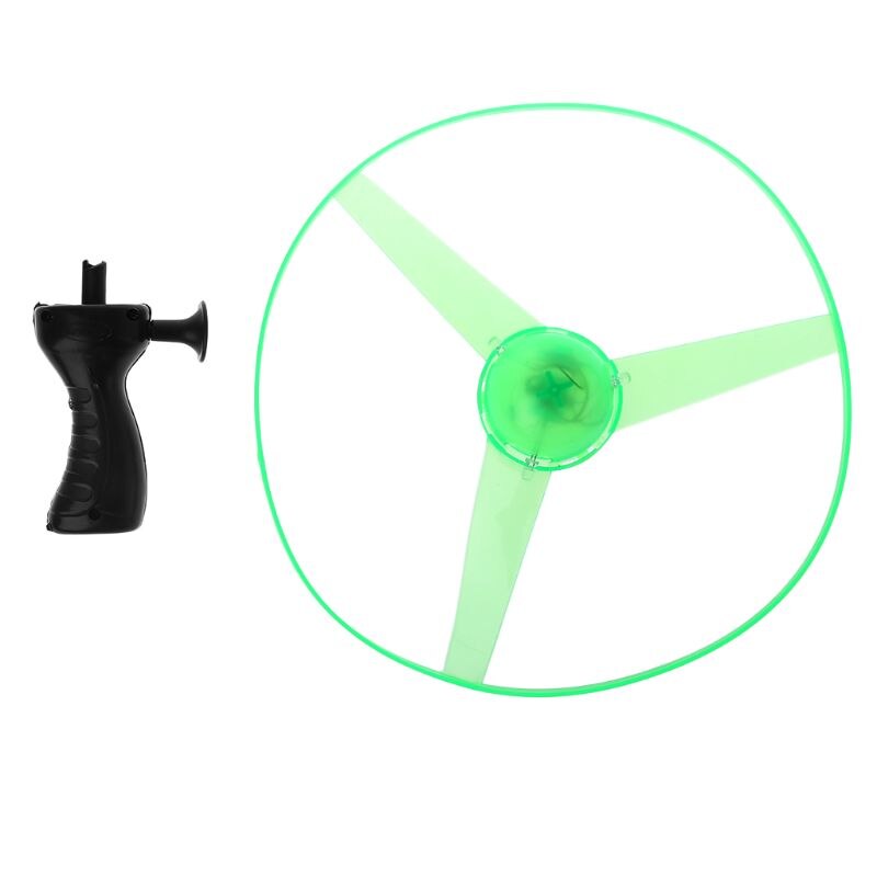 LED Flashing Plastic Pull String Flying Saucer Propeller Toy Disc Helicopter