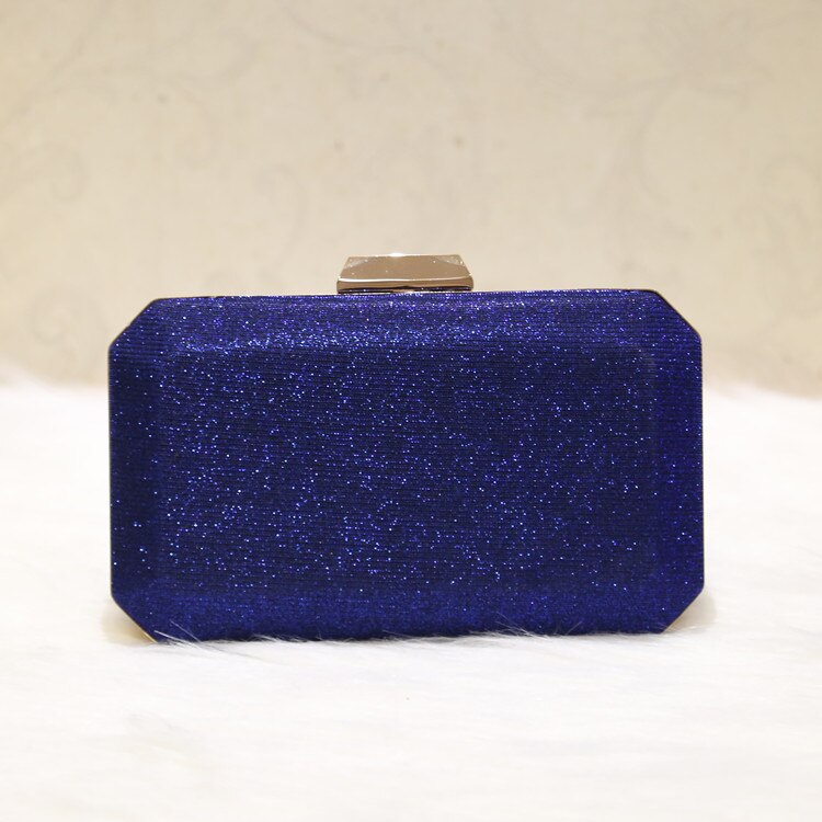 Mulheres Glitter Fecho de Bloqueio Bolsa Bolsa Azul Marinho Japonês Caixa Cinza Lantejoulas Embreagens Dia Noite Bolsas De Casamento Nupcial Brilhante