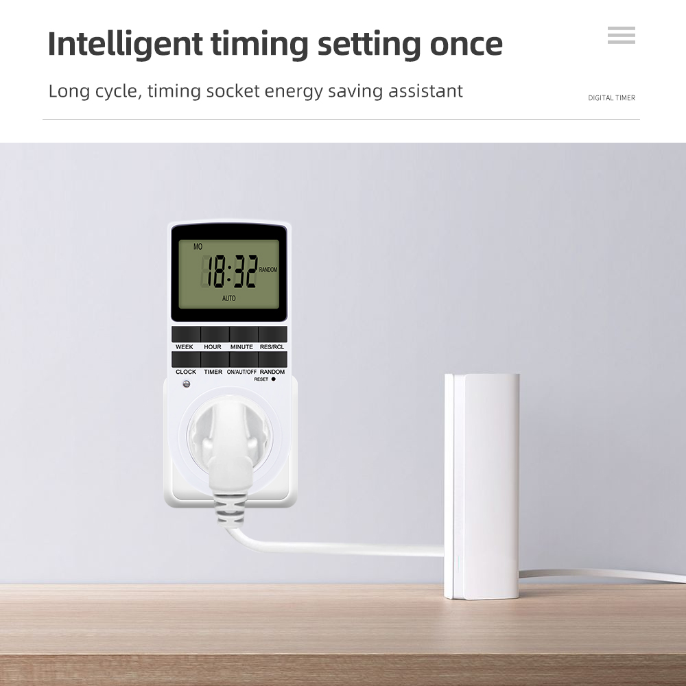 24 Hour Cyclic Electronic Digital Timer Switch EU UK AU US BR FR Plug Kitchen Timer Outlet Programmable Timing Socket 220V