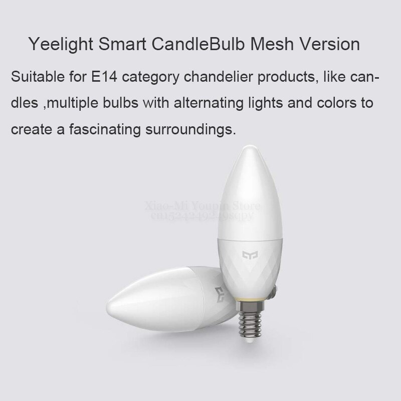 Xiaomi mijia Yeelight bombilla de vela inteligente Ssmart E14 bombilla funciona con Yeelight Hub/Xiaomi puerta de enlace de reloj Xiaomi aplicación para hogares