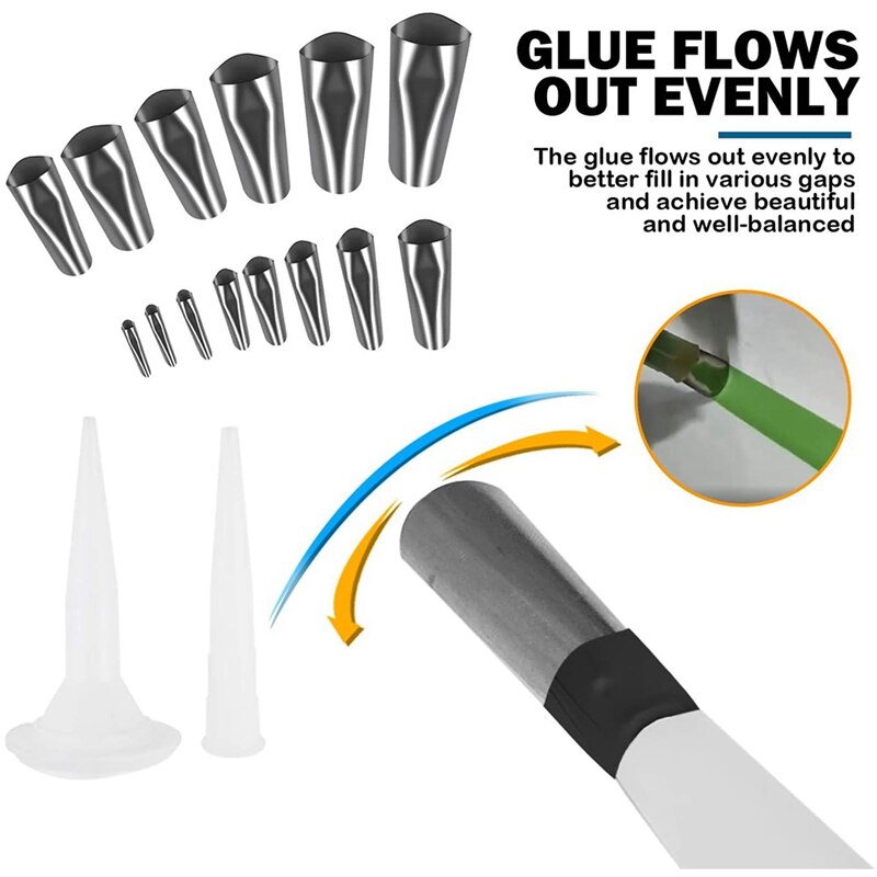 20 Pieces Caulking Finishing Tool, 14 Size Stainless Steel Sealant Finishing Tool, Caulk Nozzle Applicator