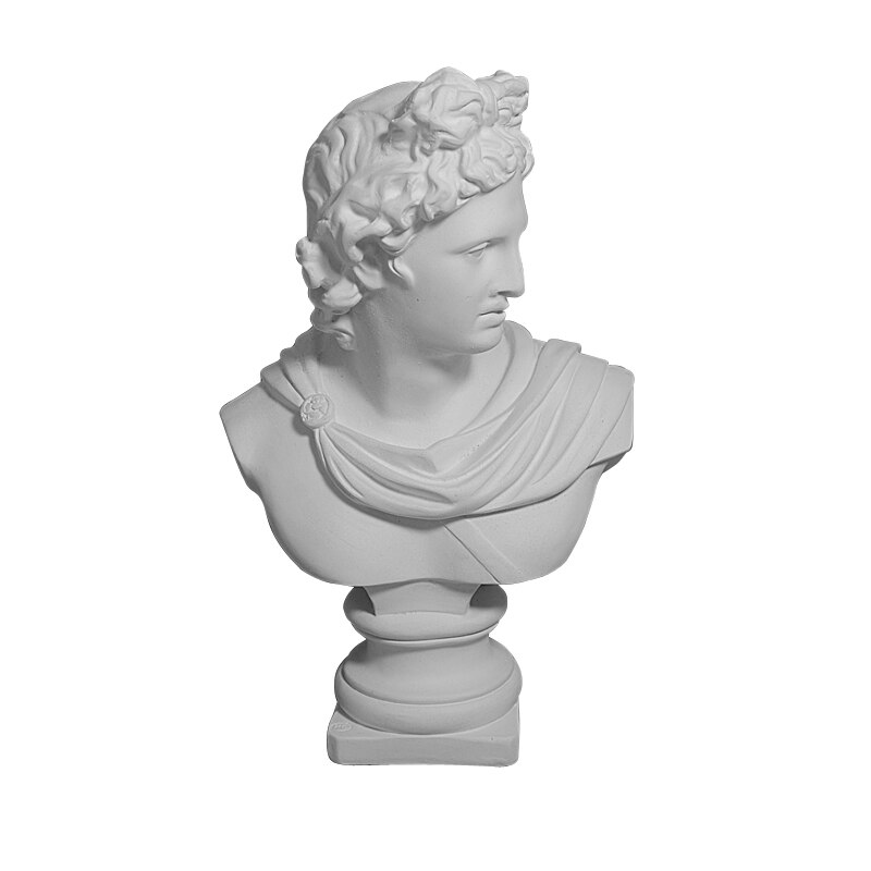 Apollo hoved portrætter buste gips græsk mytologi adelos statue hjem dekoration harpiks kunst håndværk skitse praksis  wf1019
