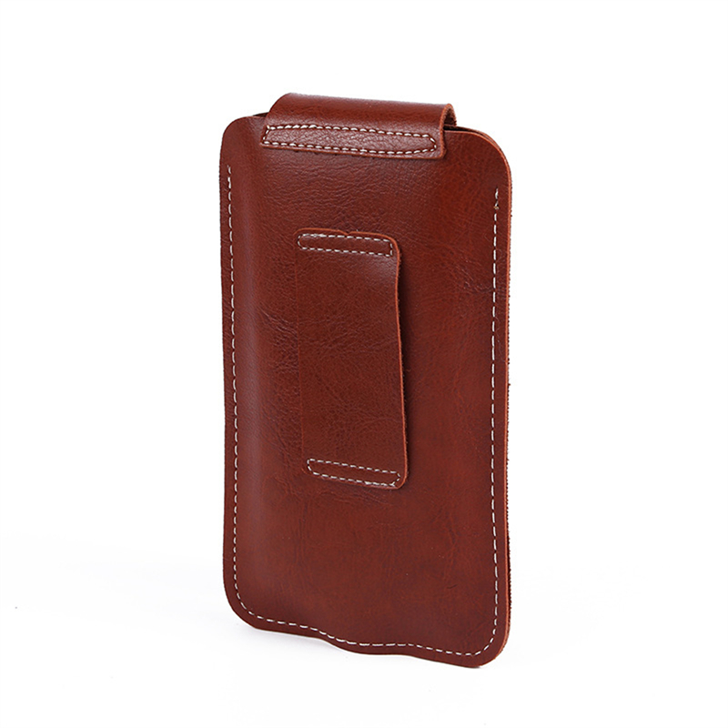 Leren telefoon heuptasje met haaksluiting, retro multifunctioneel telefoontasje met gesp