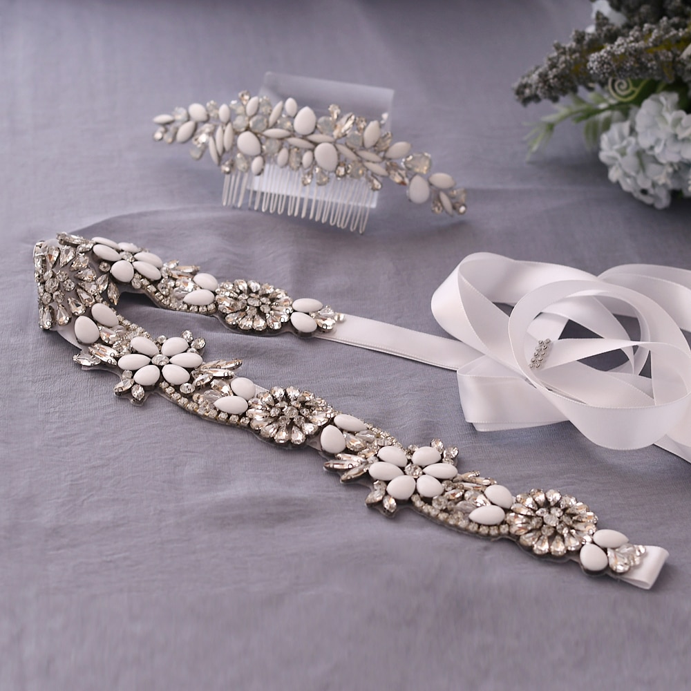 TRiXY S431 Elegante Silber Strass Gürtel Hochzeit Gürtel Schärpe Braut Gürtel für Frauen Brautjungfer Gürtel Juwel Gürtel für Braut Bund