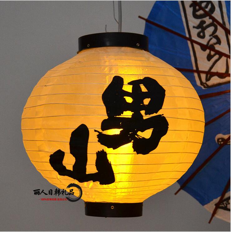 Rund papir lampe hvid farve japansk stil papir lanterne vandtæt papir lampe hængende lys satin pub hus indretning