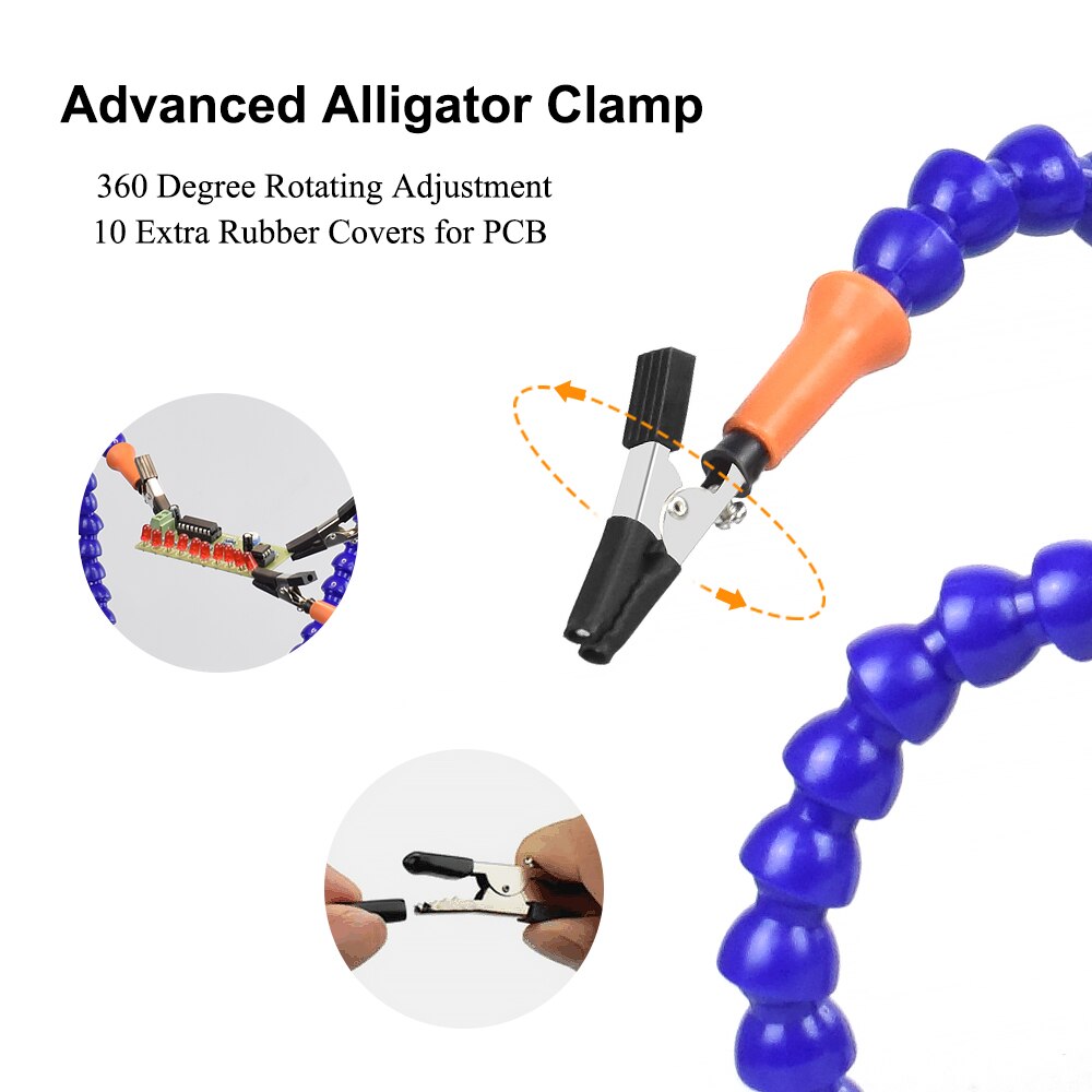 Newacalox pöytäpuristin juotos kolmas käsi 3x usb suurennuslasi led valo 5 kpl joustavat varret pcb pidike hitsaus korjaustyökalu