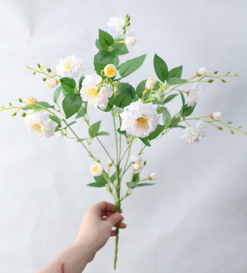 Lyxiga rosor gren siden konstgjorda blommor för våren bröllop dekoration vardagsrum bord dekor blommor konstgjorda: A